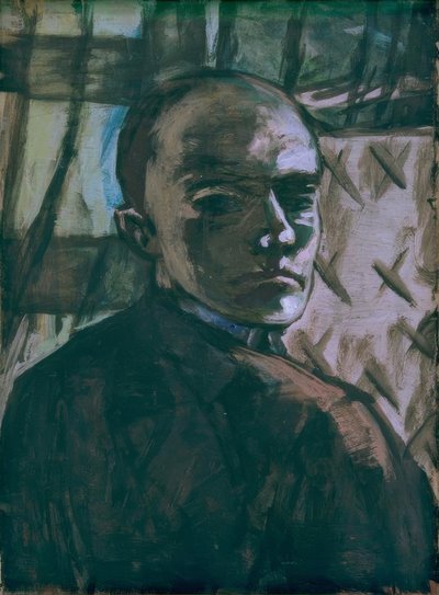 緑のカーテンのセルフポートレート 作： Max Beckmann