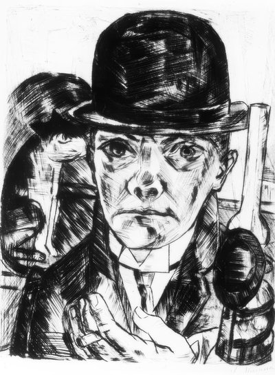 帽子をかぶった自画像 作： Max Beckmann
