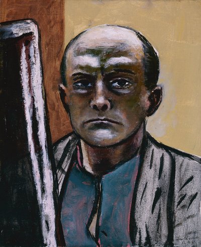 Autorretrato em verde-oliva e marrom 作： Max Beckmann