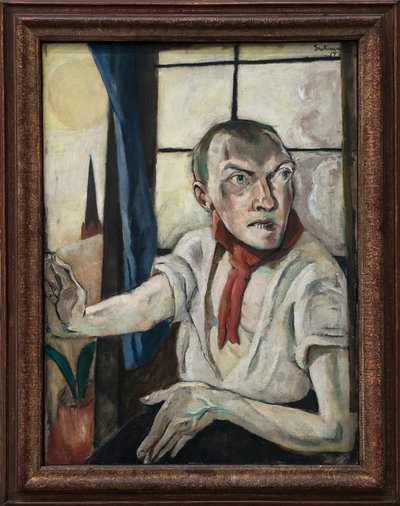 赤いスカーフの自画像 作： Max Beckmann