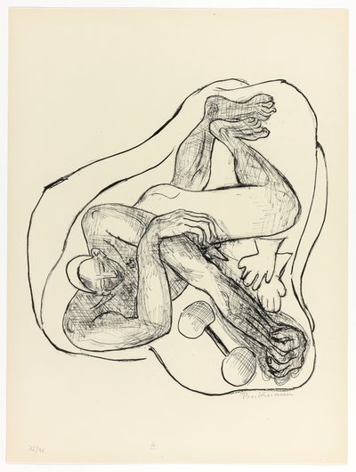 Sleeping Athlete」、「Day and Dream」のプレート3 作： Max Beckmann