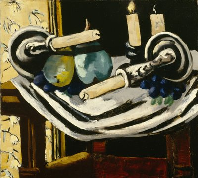 落ちたろうそくのある静物 作： Max Beckmann