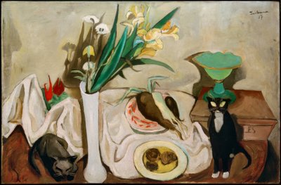 ネコのいる静物画 作： Max Beckmann