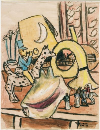 おもちゃと貝殻のある静物 作： Max Beckmann