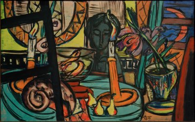 黒いプラスチックを使った静物画 作： Max Beckmann