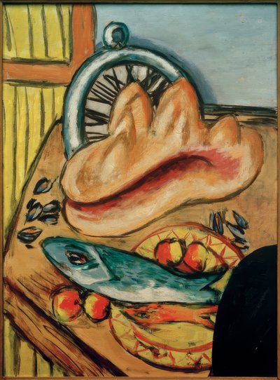 魚と貝のある静物画 作： Max Beckmann