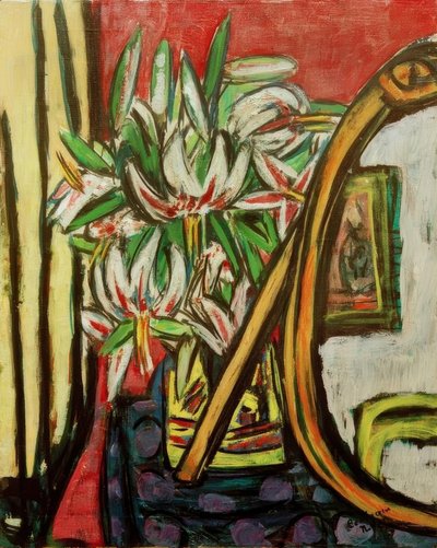 鏡とタークの首輪のある静物画 作： Max Beckmann