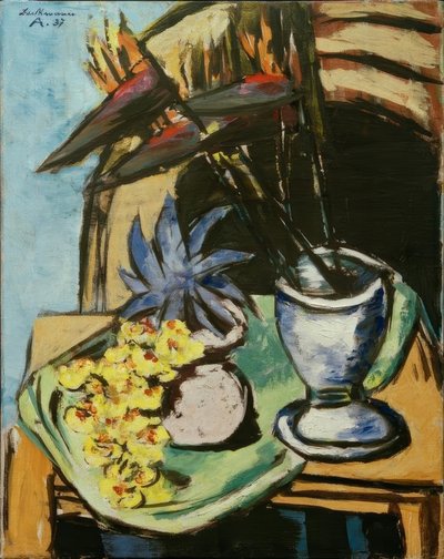 ストレリチアと黄蘭の静物画 作： Max Beckmann