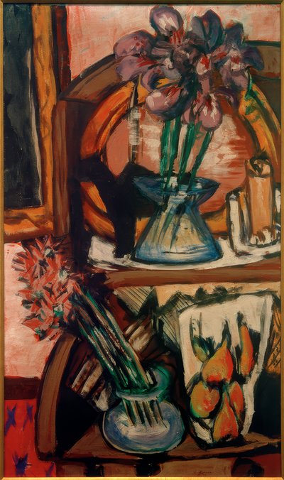 2つの花瓶のある静物画 作： Max Beckmann