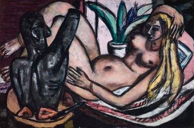 スタジオ（女性のヌードと彫刻） 作： Max Beckmann