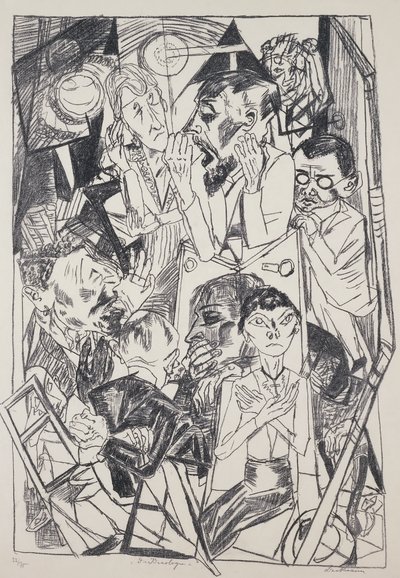 イデオローグ、Max Beckmann (1884-1950) 作、彫刻。 20世紀ドイツ。 作： Max Beckmann