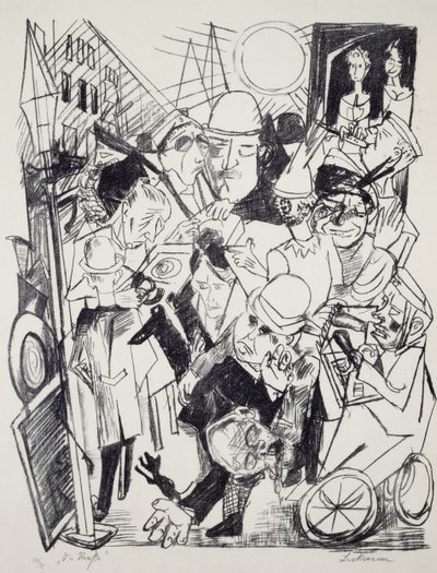 通り、Max Beckmann (1884-1950) 作、彫刻。 20世紀ドイツ。 作： Max Beckmann