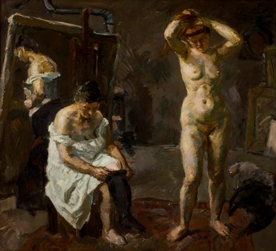 スタジオの 3 人の女性 作： Max Beckmann