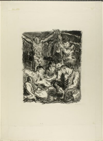 新約聖書のための石版画集」の第6版「十字架の前にサイコロを投げる 作： Max Beckmann