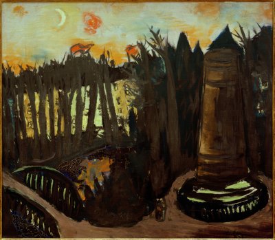 赤い空を持つ夜のティアガルテン 作： Max Beckmann