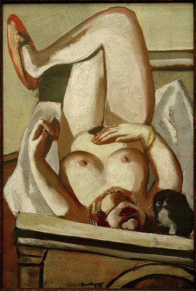 犬を連れた女性のヌード 作： Max Beckmann