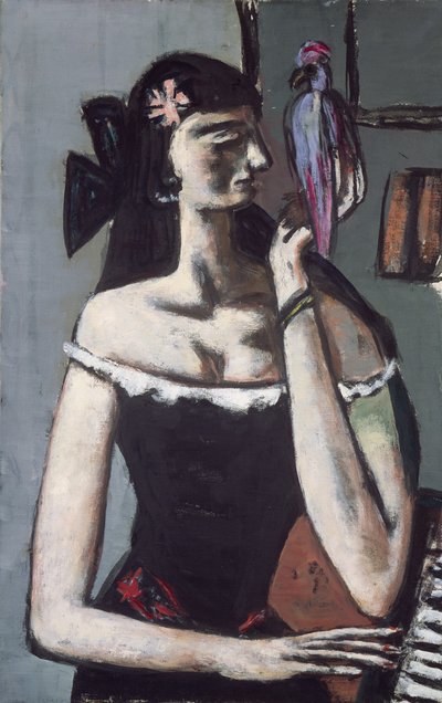 オウムを持つ女性 作： Max Beckmann