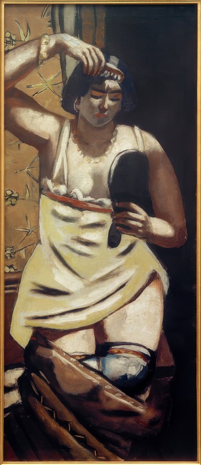ジプシーの女性、鏡を持つヌード 作： Max Beckmann