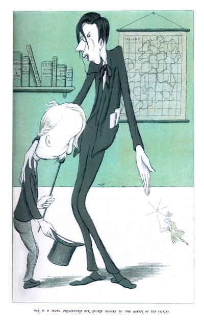 WBイェイツ氏、ジョージムーア氏を妖精の女王に贈る、1904年 作： Henry Maximilian Beerbohm