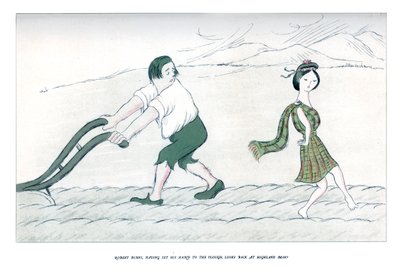 ロバートバーンズは、すきに手を置いた後、1904年にハイランドメアリーを振り返ります。 作： Henry Maximilian Beerbohm