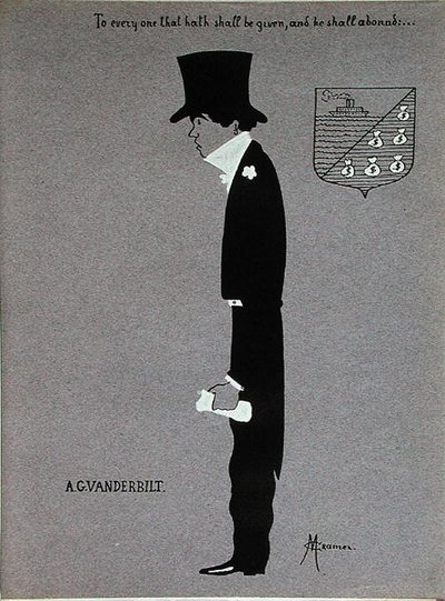 「ミリオネア オブ アメリカ」より、アルフレッド グウィン ヴァンダービルト (1877-1915) の似顔絵 作： Max Cramer