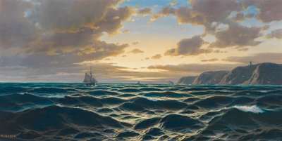 ドイツ語：海、海岸に沈む夕日 作： マックス・ジェンセン