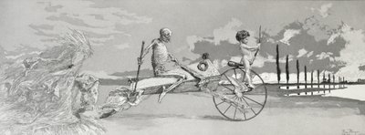 愛と死とその先、1881年、 &39;Intermezzi（etching、drypoint und aquatint）からのプレートXII 作： Max Klinger