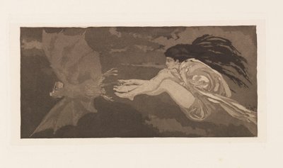 魔女とコウモリ、1880年。 作： Max Klinger