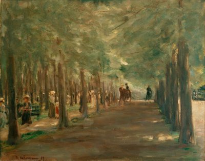 ライダーと歩行者がいるティーアガルテンの路地 作： Max Liebermann