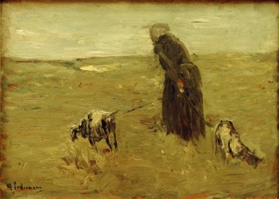 ヤギと歳の女性 作： Max Liebermann