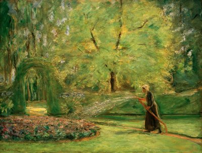スプリンクラー付きヘッジガーデンの円形庭園 作： Max Liebermann