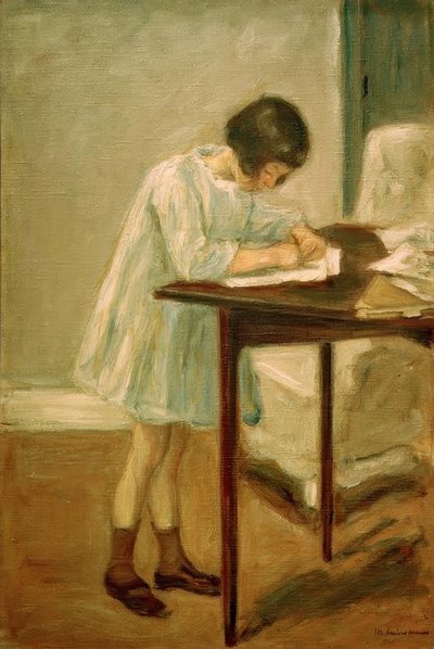 執筆中の孫娘 作： Max Liebermann