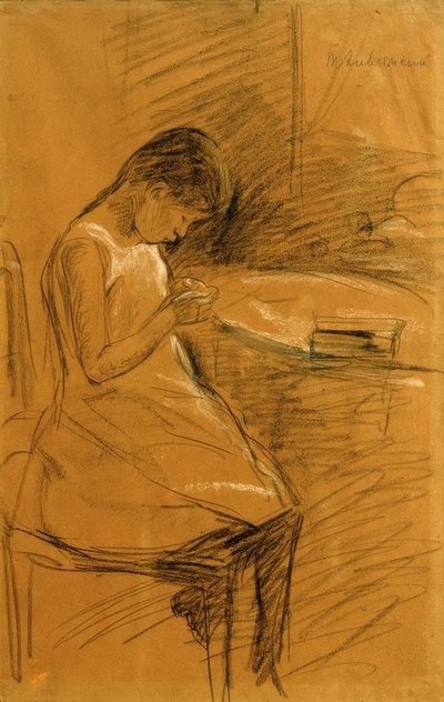 アーティストの娘、裁縫 作： Max Liebermann