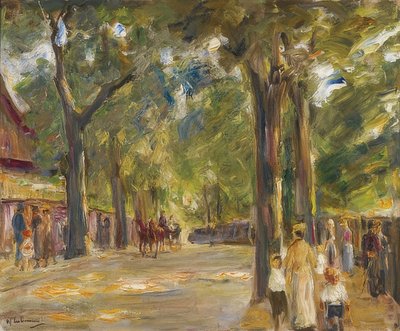 歩行者がいるヴァンゼーの大きなゼーシュトラーセ 作： Max Liebermann