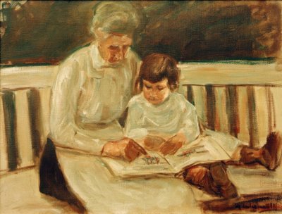孫娘と庭のベンチの乳母 作： Max Liebermann