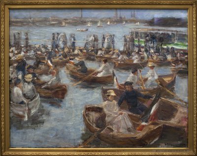 ウーレンホルスター（ハンブルグ郊外）のファールハウスでの夕べ。マックス・リーバーマン（1847-1935）による絵画、油彩、キャンバス 作： Max Liebermann