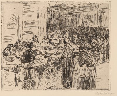アムステルダムのユダヤ人地区から: 街角の魚市場 作： Max Liebermann