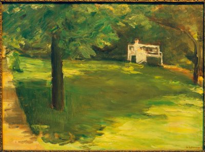 ヴァンゼー庭園の栗の木の下の庭のベンチ 作： Max Liebermann