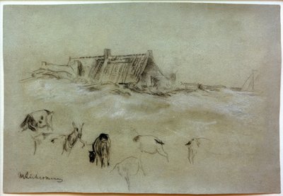M.リーバーマン、ビーチハウス、手前の山羊 作： Max Liebermann
