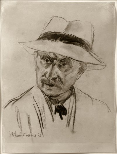 マックス・リーバーマン-パナマハット付き自画像 作： Max Liebermann