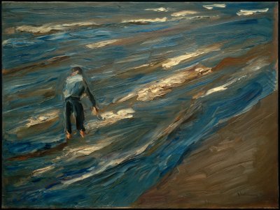 ビーチで貝-ブルーレイク 作： Max Liebermann