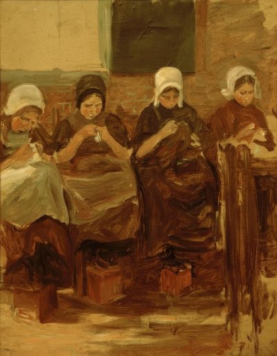 ホイゼンの女の子を縫う 作： Max Liebermann