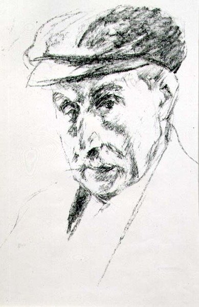 帽子をかぶった男の肖像（自画像の可能性あり）1923年以降（リトグラフ 作： Max Liebermann