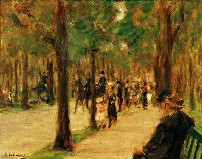 歩行者と馬がいるティーアガルテンの遊歩道 作： Max Liebermann