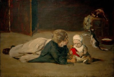 遊んでいる子供たち-研究 作： Max Liebermann