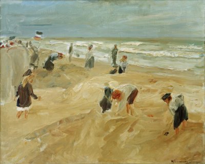 ノールドワイクのビーチで遊んでいる子供たち 作： Max Liebermann