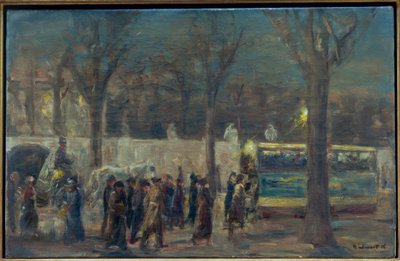 ブランデンブルク門のストリートシーン（ブランデンブルクの夜..） 作： Max Liebermann