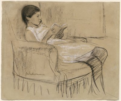 芸術家の娘ケーテ 椅子で読書 作： Max Liebermann