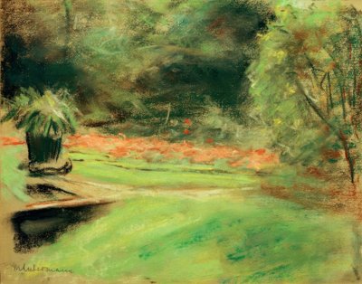 ヴァンゼー庭園、花壇のあるテラスの眺め、 作： Max Liebermann