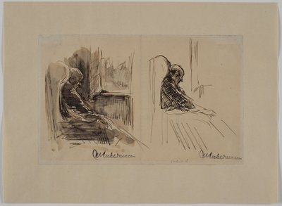 安楽椅子に座る父ルイ・リーバーマンの肖像画2点 作： Max Liebermann